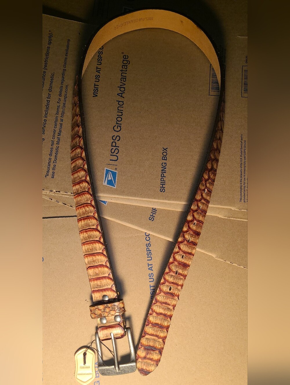Handmade Python Belt/Angle Cut-can be made & cut to any size